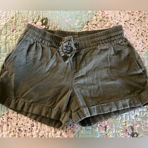Olive Green Linen Shorts Elastic Drawstring Waist Old Navy Sz Small S